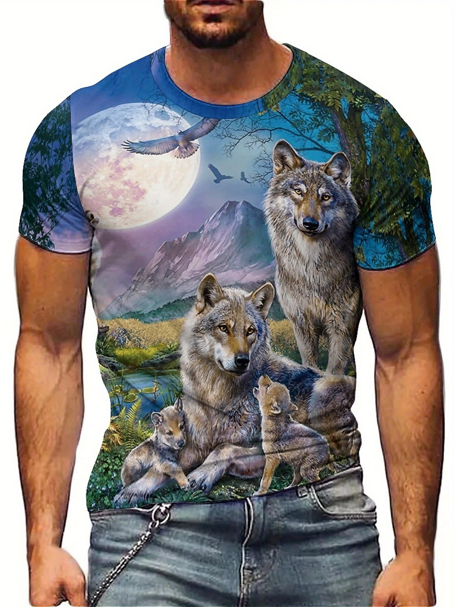 3D Wolf Pack Print T-Shirt - S - 3D Printing Designing incelemesi ve fiyatı