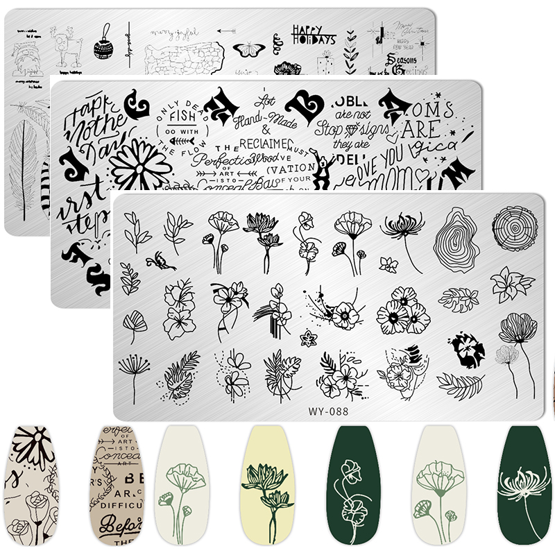 Leaves Flower Nail Art Stampin - 3D Printing Stainless Steel incelemesi ve fiyatı