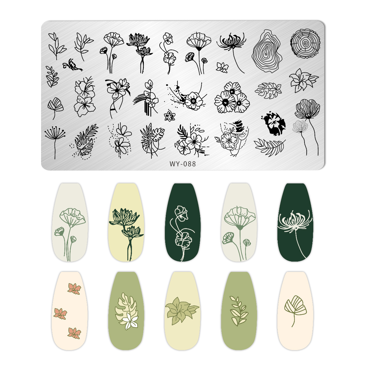 Leaves Flower Nail Art Stampin - 3D Printing Stainless Steel incelemesi ve fiyatı