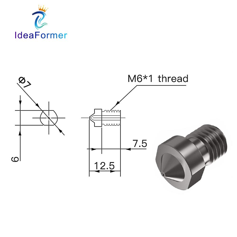 V6 Nozzle Hardened Steel 0.2/0 - 3D Printing Titanium incelemesi ve fiyatı