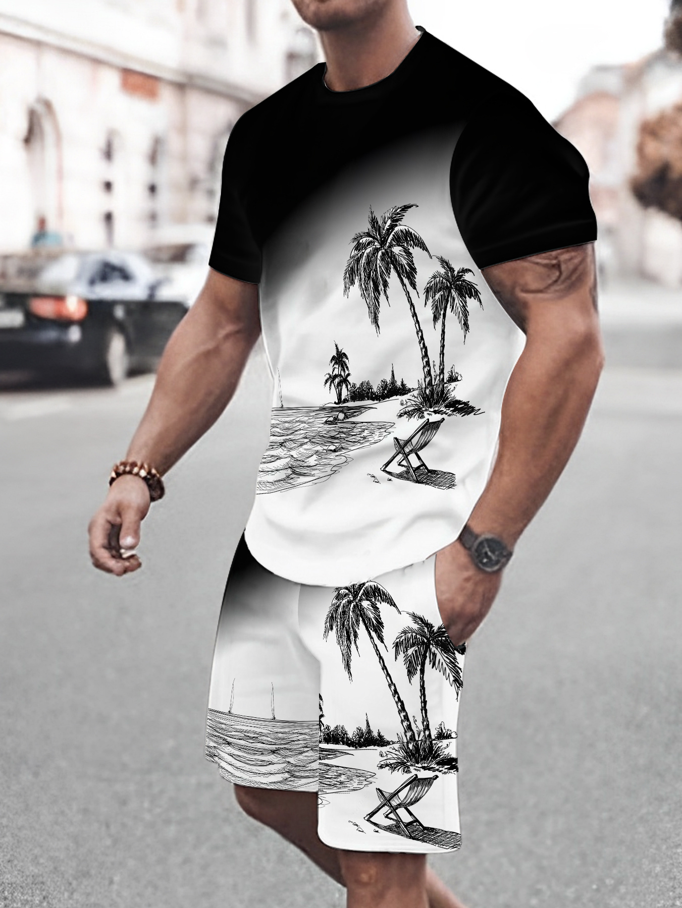 2026 Summer New Men's Short-Sl - 3D Printing Designing incelemesi ve fiyatı