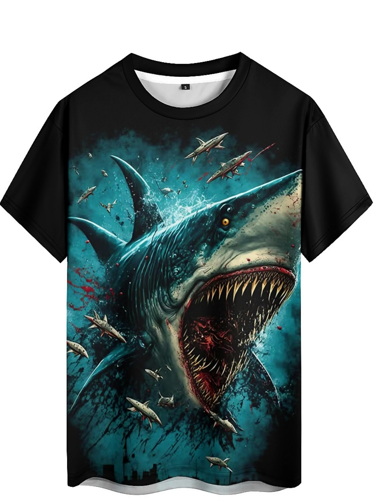 Men's 3D Shark Print T-Shirt - - 3D Printing Designing incelemesi ve fiyatı