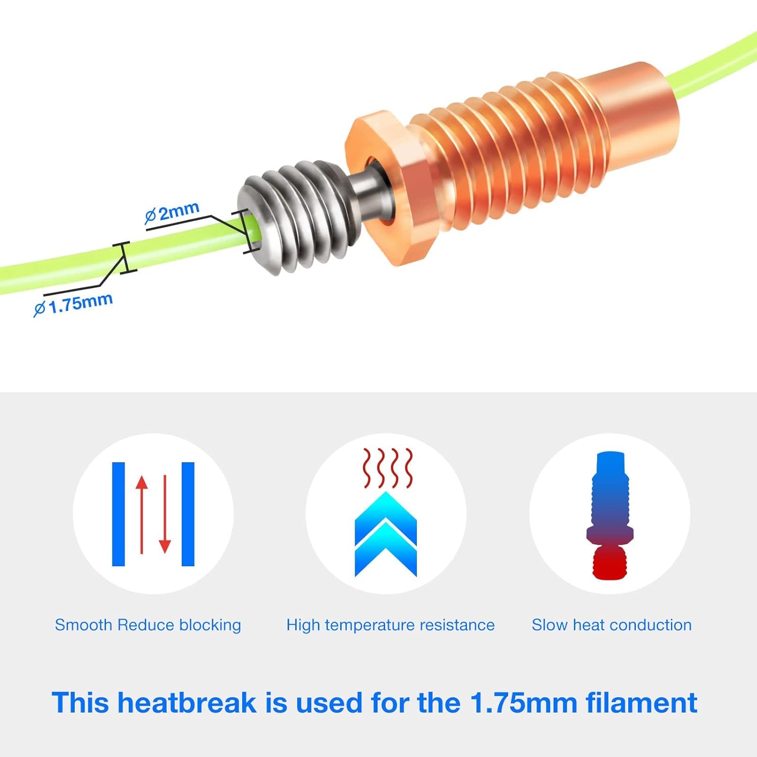 2PCS E3D V6 Hotend Heatbreak A - 3D Printing Titanium incelemesi ve fiyatı