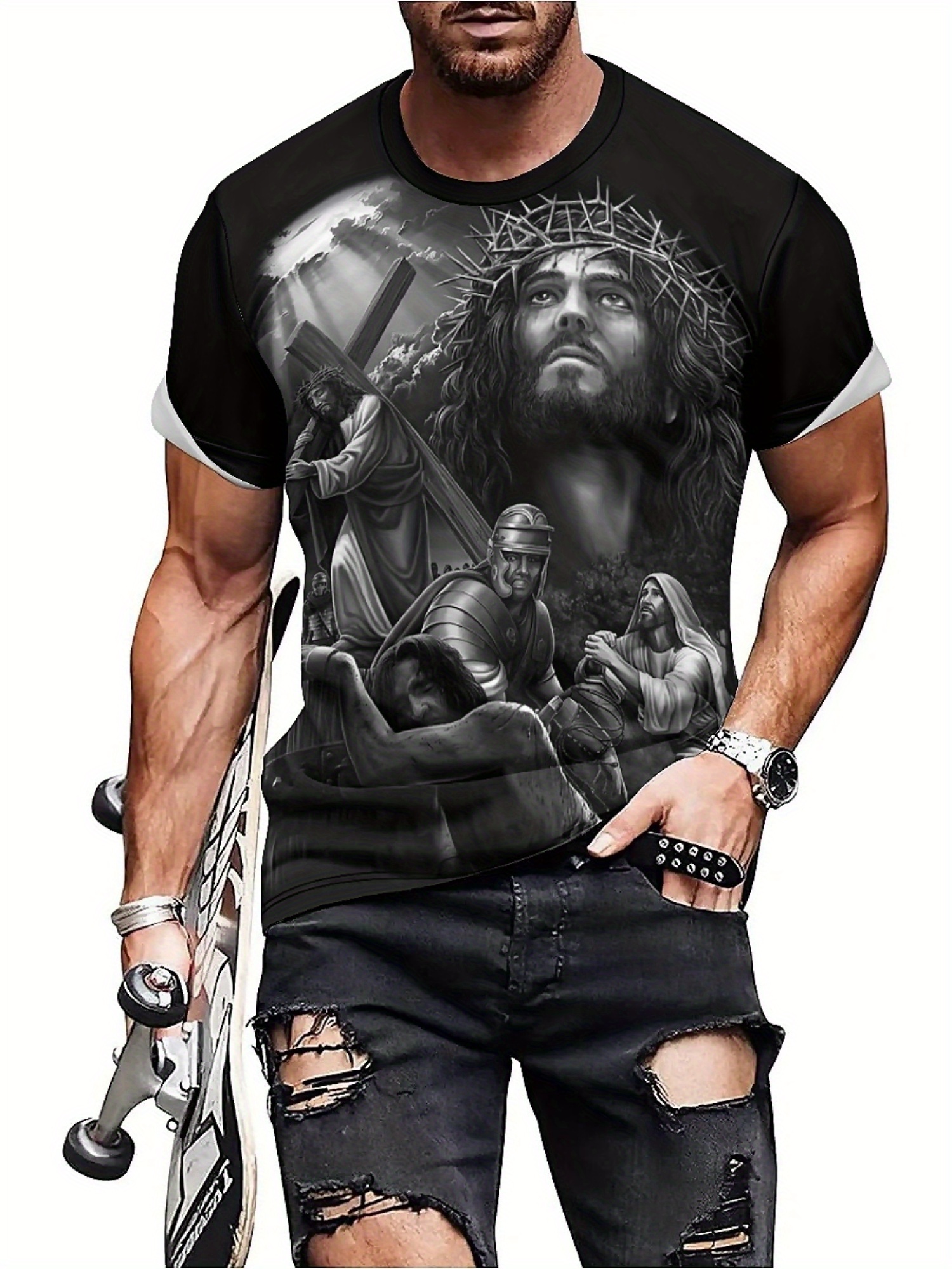 Men'S Plus Size Jesus 3D Print - 3D Printing Designing incelemesi ve fiyatı