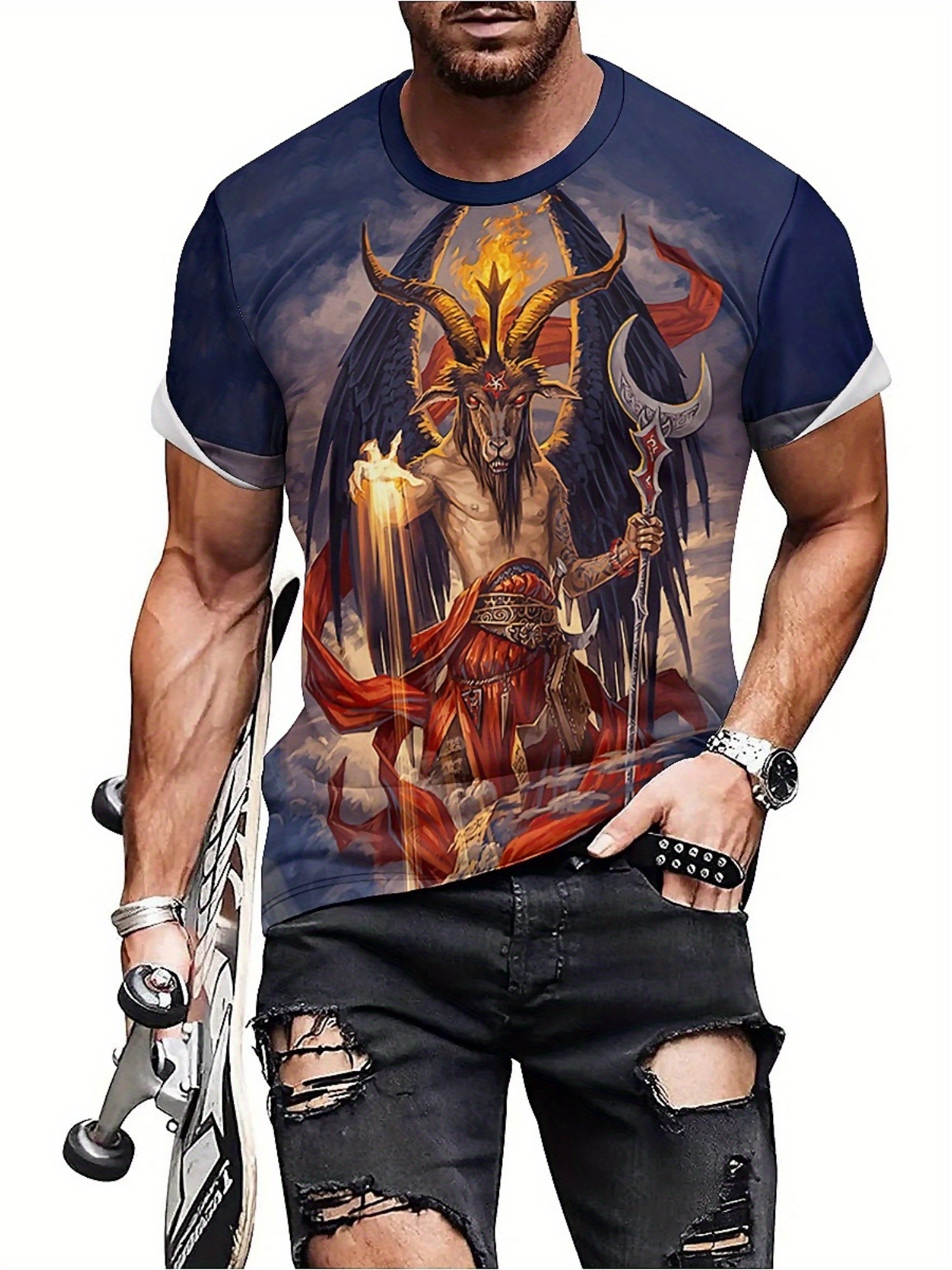Men's 3D Demon Print T-Shirt | - 3D Printing Designing incelemesi ve fiyatı
